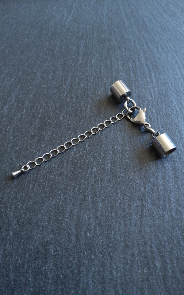 2 or 10 Stainless Steel End Cap Sets for 6.5mm Cord (7mm end caps)