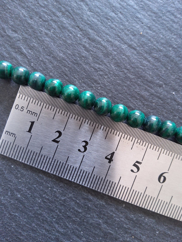 6mm Natural Malachite Grade AB Undyed Round Polished Dark Green Gemstone Beads Full 15.5 inch Strand