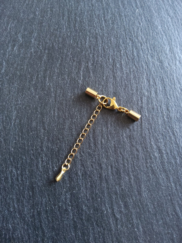 Gold Stainless Steel End Cap Sets for 2.5mm Cord Necklaces (3mm end caps)