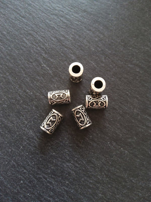 6 or 30 Perthro ᛈ Rune Beads Elder Futhark Antique Silver Tone 13x8mm. Large 4.7mm Hole