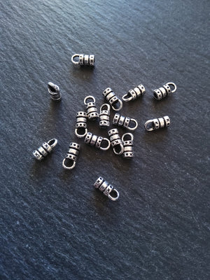 50 Antique Silver End Caps for 2mm Cord 10x5x4mm (2.5mm internal diameter)