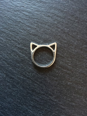 10 or 50 Antique Silver Tone Cat Face Head Connector Charms 21x20mm