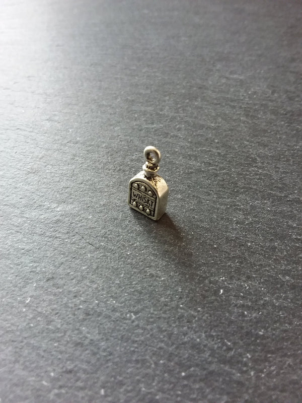 4 or 20 Whiskey Bottle Charms 3D Antique Silver Tone Alloy 18x9x4mm