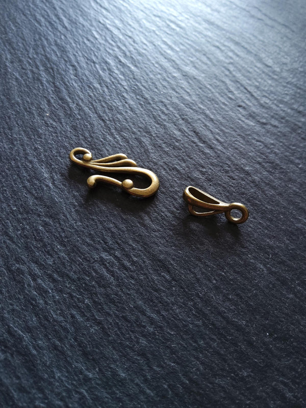 8 or 40 Sets of Hook and Eye Antique Bronze Alloy Clasps Hook 25x12mm Eye 16x3mm Nickel FREE