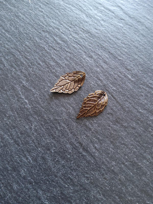 10 or 50 Antique Bronze One Brass Leaf Charms 18x10x1mm