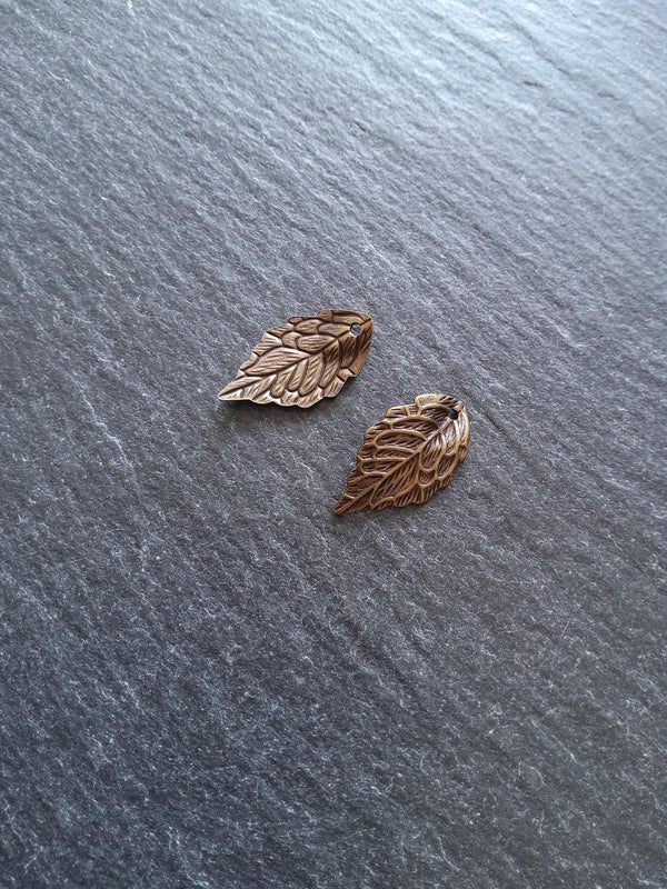 10 or 50 Antique Bronze One Brass Leaf Charms 18x10x1mm