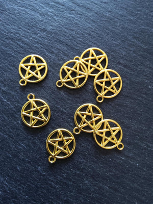 20 or 100 Bright Gold Plated Alloy Pentagram Charms 20x17mm