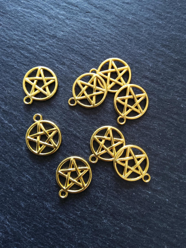20 or 100 Bright Gold Plated Alloy Pentagram Charms 20x17mm