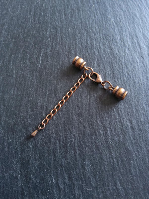 5 or 25 Antique Copper Barrel End Cap Sets for 2.5mm Cord Necklaces with or without Extender Chain (3mm caps)