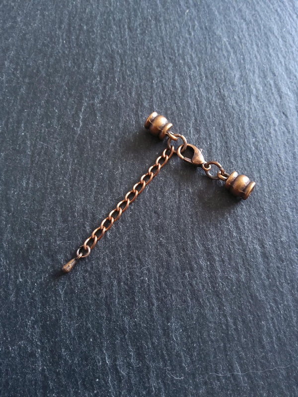 5 or 25 Antique Copper Barrel End Cap Sets for 2.5mm Cord Necklaces with or without Extender Chain (3mm caps)