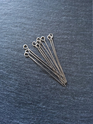 60 or 300 Stainless Steel Eye Pins 40mm Long, 0.7mm wide (21 gauge) - ContentedCatz