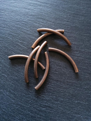8 or 40 Antique Copper Tone 50mm ( 2 inch ) Tube Curved Spacer Beads 50x5mm Hole: 4.2mm - ContentedCatz