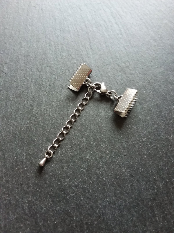 4 or 20 Stainless Steel Patterned Crimp End Sets for 15mm (5/8 inch) Wide Chokers - ContentedCatz
