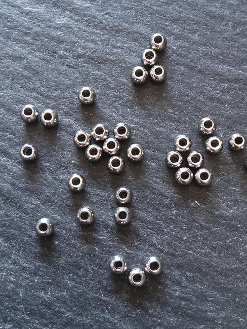 200 or 1000 Stainless Steel 3mm Round Spacer Hollow Beads Hole: 1mm - ContentedCatz