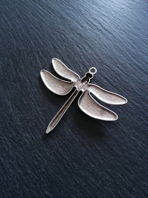 Large Dragonfly Pendant Antique Sterling Silver Plated 63x72x5mm Nickel FREE - ContentedCatz
