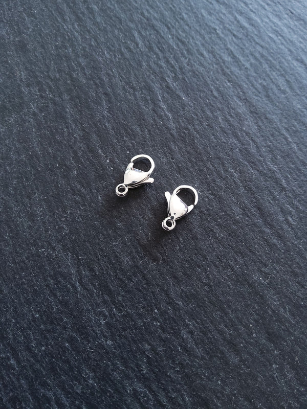 5 or 25 Genuine 925 Sterling Silver Plated 12mm Stainless Steel Lobster Clasps 12x7mm - ContentedCatz