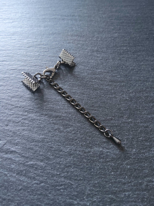 5 Gunmetal Crimp End Sets for 6mm, 8mm, 10mm, 13mm, 16mm, 20mm or 30mm Wide Chokers - ContentedCatz