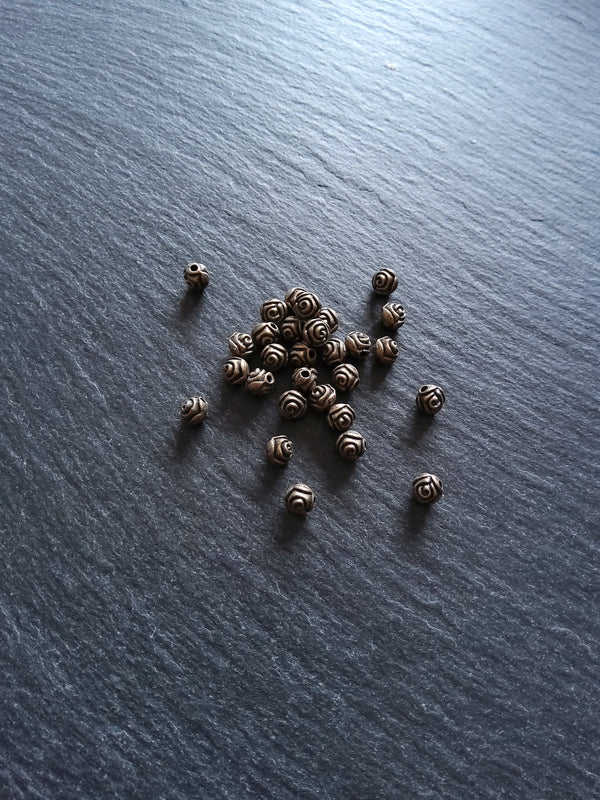 40 or 200 Round Rose Beads 5mm Antique Bronze Tone Alloy - ContentedCatz
