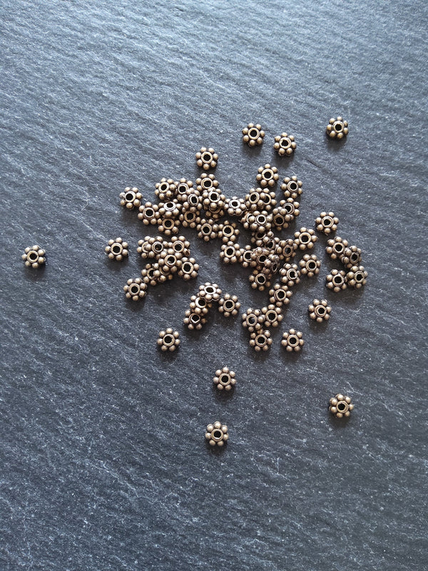 100 or 500 Antique Bronze Tone 4mm Daisy Spacer Beads 4x1.5mm - ContentedCatz