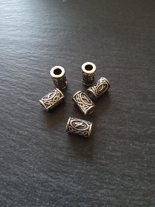 6 or 30 Nauthiz ᚾ Rune Beads Elder Futhark Antique Silver Alloy 13x8mm Hole: 4.7mm