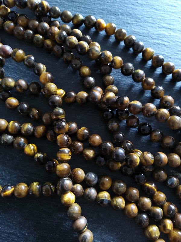 8mm Natural Tigers Eye Round Beads Full 15.5 inch Strand *IMPERFECT* - ContentedCatz