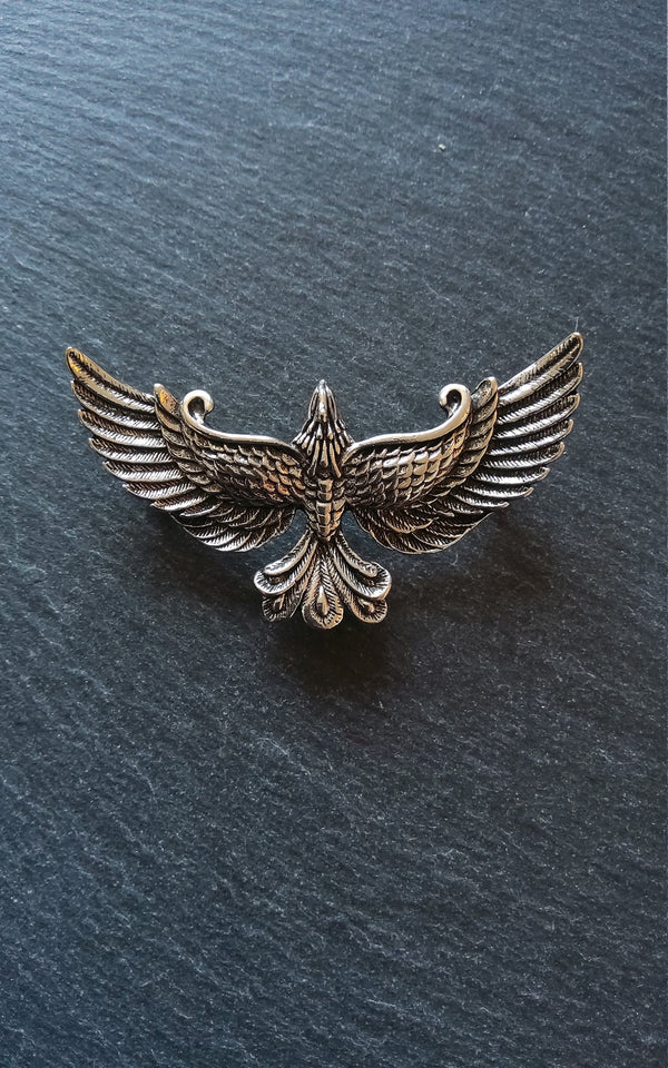 1 or 5 Large Antique Silver Tone Phoenix Connector Pendant 72x41mm