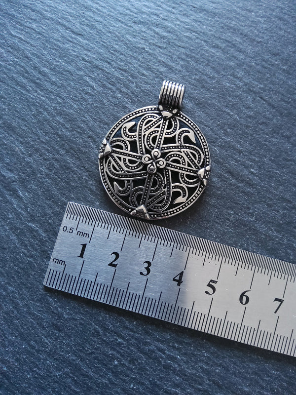 Round Viking Style Pendant Stainless Steel 43x35x7mm