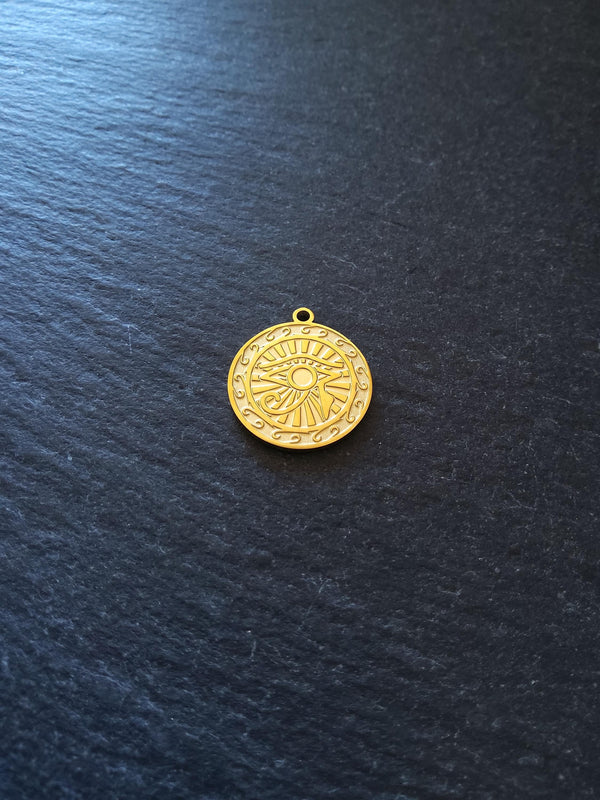 2 or 10 Eye of Ra Charms 18K Gold Plated Stainless Steel 20x18x1.4mm