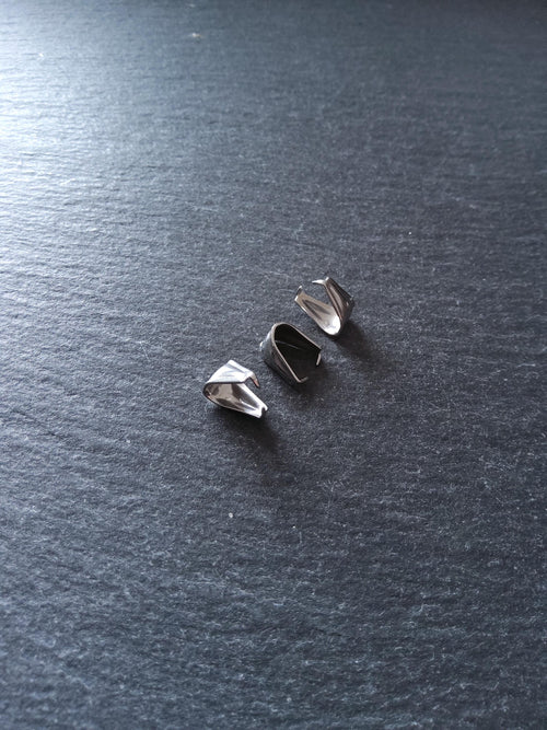 10 or 50 Stainless Steel Pinch Bails for Pendants 9.7x9x6.5mm