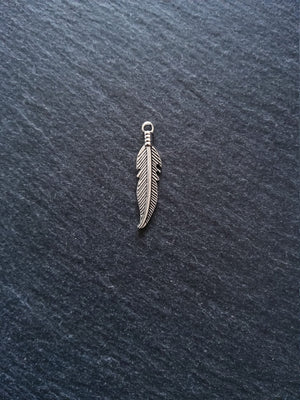 10 or 50 Antique Silver Tone Feather Charms 27x7mm - ContentedCatz