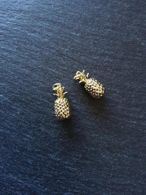 1 or 5 Pineapple Charms Real 18K Gold Plated Solid Brass 18x9x9mm