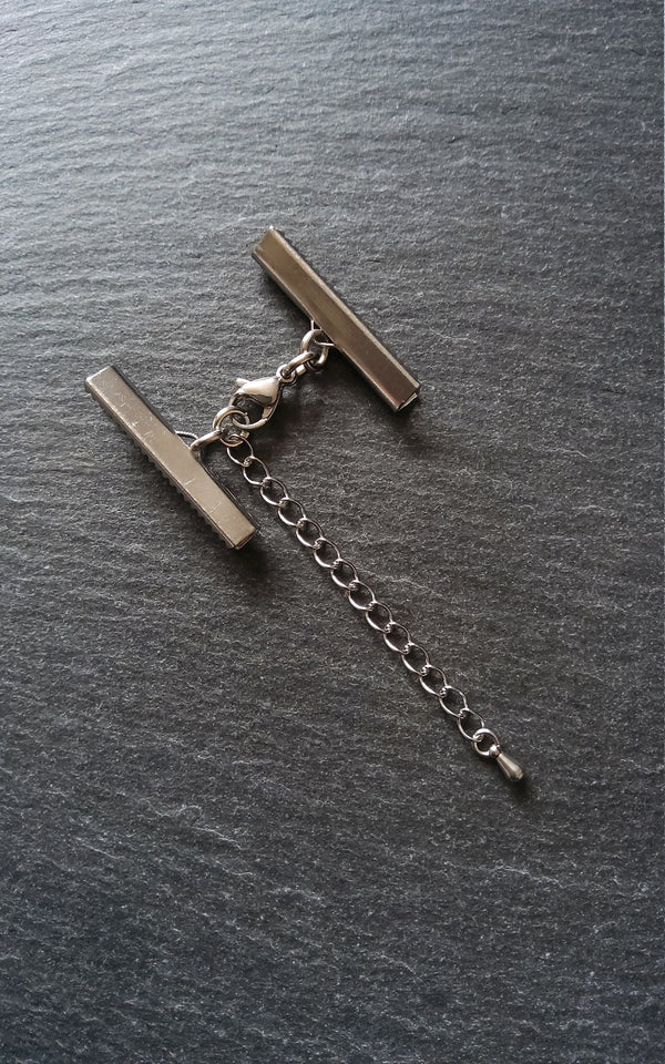 4 or 20 Stainless Steel Crimp End Sets for 30mm (1 3/16 inch) wide Ribbon or Leather