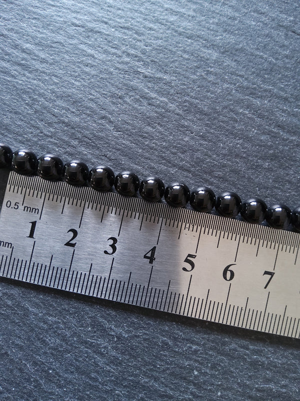 6.5mm Black Grade A Tourmaline Natural Polished Gemstone Round Beads Full 15.7 inch Strand (BLT6-5)