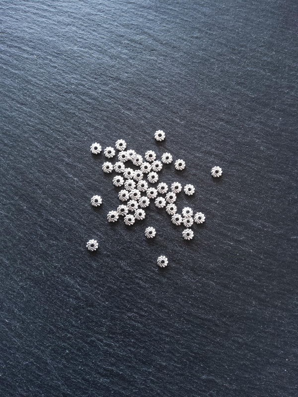 20 or 100 Bright Silver Tone Alloy 4.8mm Spacer Beads Flat Round 4.8x1.5mm Hole: 1.2mm Nickel FREE