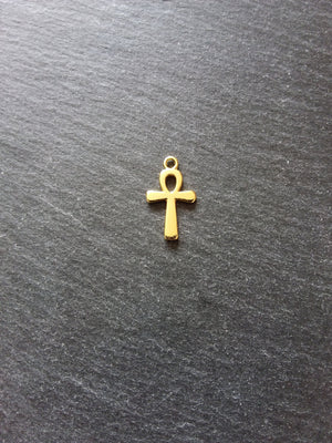10 or 50 Ankh Charms Gold Plated Ancient Egyptian Small Plain 22x13mm