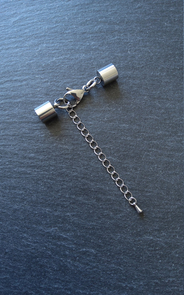2 or 10 Stainless Steel End Cap Sets for 6.5mm Cord (7mm end caps)
