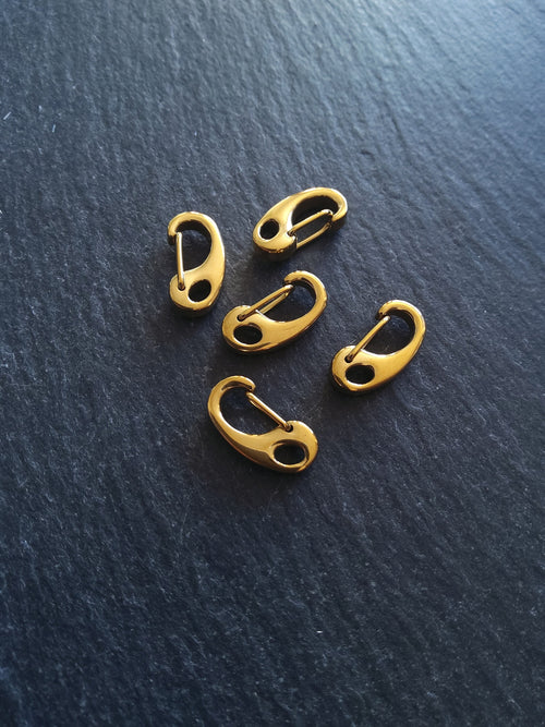 1 or 5 Golden Surgical Stainless Steel Push Gate Clasps 26x13x6mm