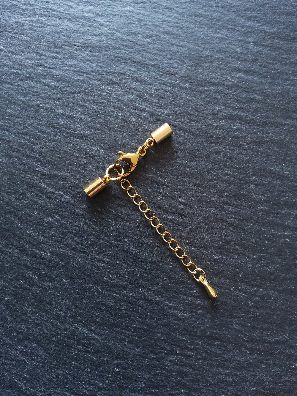 Genuine 18K Gold Stainless Steel End Cap Sets for 2.5mm Cord Necklaces (3mm end caps)