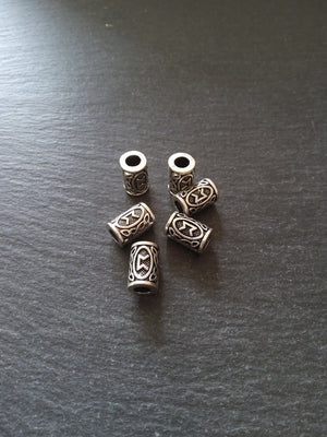 6 or 30 Perthro ᛈ Rune Beads Elder Futhark Antique Silver Tone 13x8mm. Large 4.7mm Hole