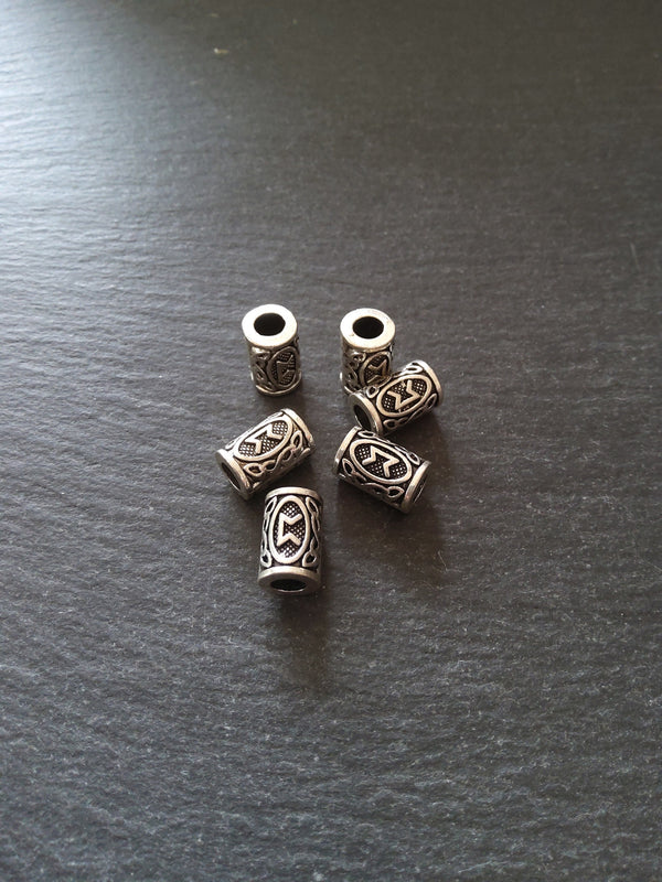 6 or 30 Perthro ᛈ Rune Beads Elder Futhark Antique Silver Tone 13x8mm. Large 4.7mm Hole