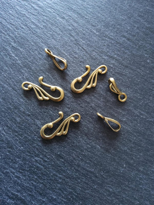 8 or 40 Sets of Hook and Eye Antique Bronze Alloy Clasps Hook 25x12mm Eye 16x3mm Nickel FREE