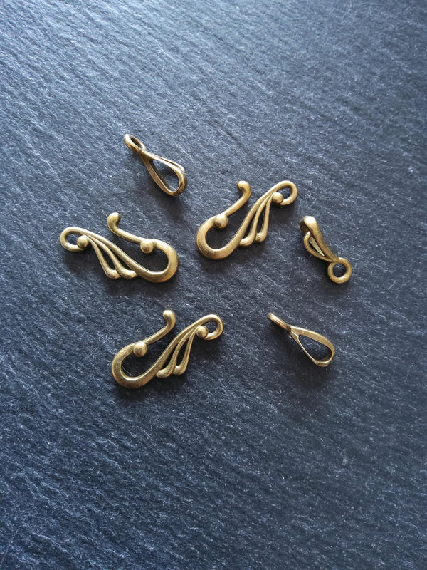 8 or 40 Sets of Hook and Eye Antique Bronze Alloy Clasps Hook 25x12mm Eye 16x3mm Nickel FREE