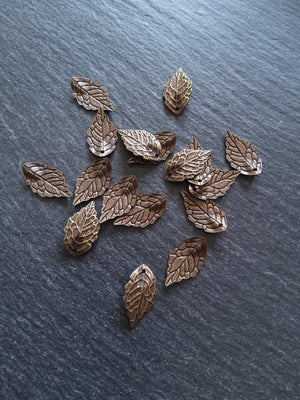 10 or 50 Antique Bronze One Brass Leaf Charms 18x10x1mm