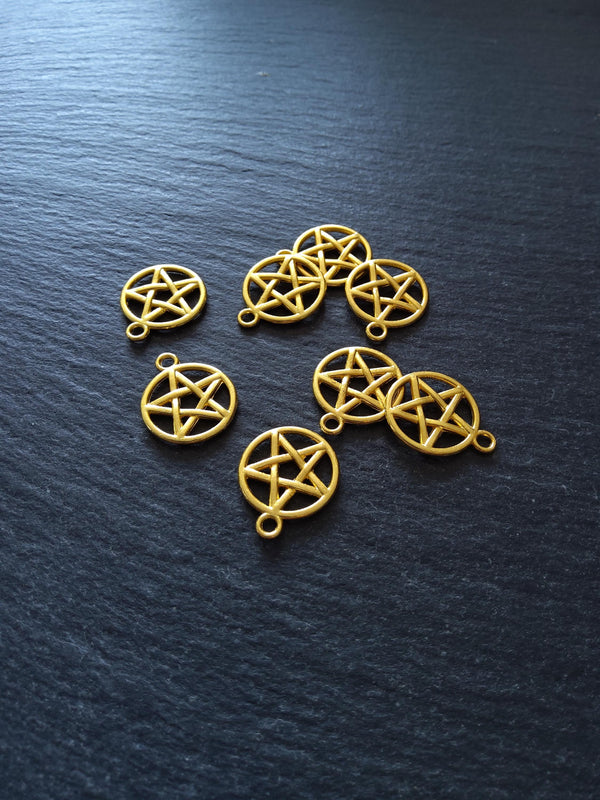 20 or 100 Bright Gold Plated Alloy Pentagram Charms 20x17mm