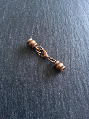5 or 25 Antique Copper Barrel End Cap Sets for 2.5mm Cord Necklaces with or without Extender Chain (3mm caps)
