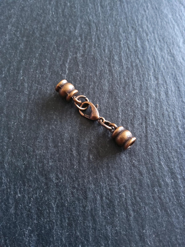 5 or 25 Antique Copper Barrel End Cap Sets for 2.5mm Cord Necklaces with or without Extender Chain (3mm caps)