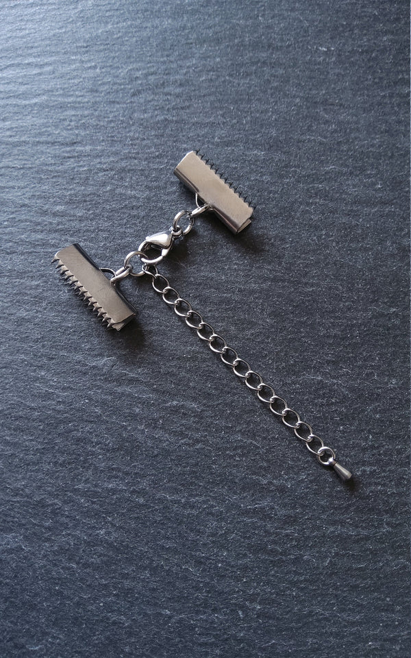 4 or 20 Smooth Stainless Steel Crimp End Sets for 20mm (13/16 inch) Wide Chokers or Bracelets