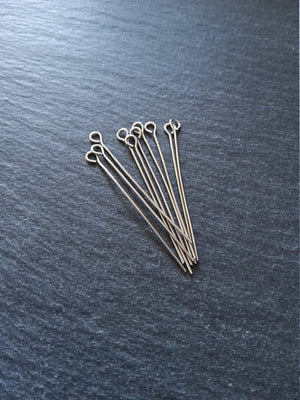 60 or 300 Stainless Steel Eye Pins 40mm Long, 0.7mm wide (21 gauge) - ContentedCatz