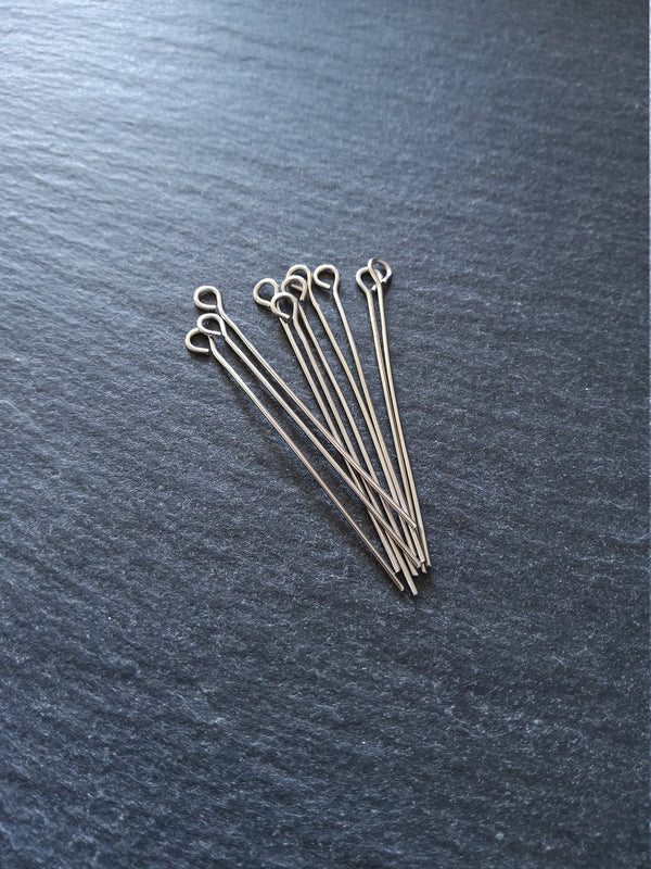 60 or 300 Stainless Steel Eye Pins 40mm Long, 0.7mm wide (21 gauge) - ContentedCatz