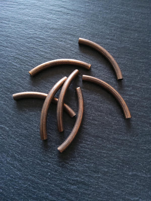 8 or 40 Antique Copper Tone 50mm ( 2 inch ) Tube Curved Spacer Beads 50x5mm Hole: 4.2mm - ContentedCatz